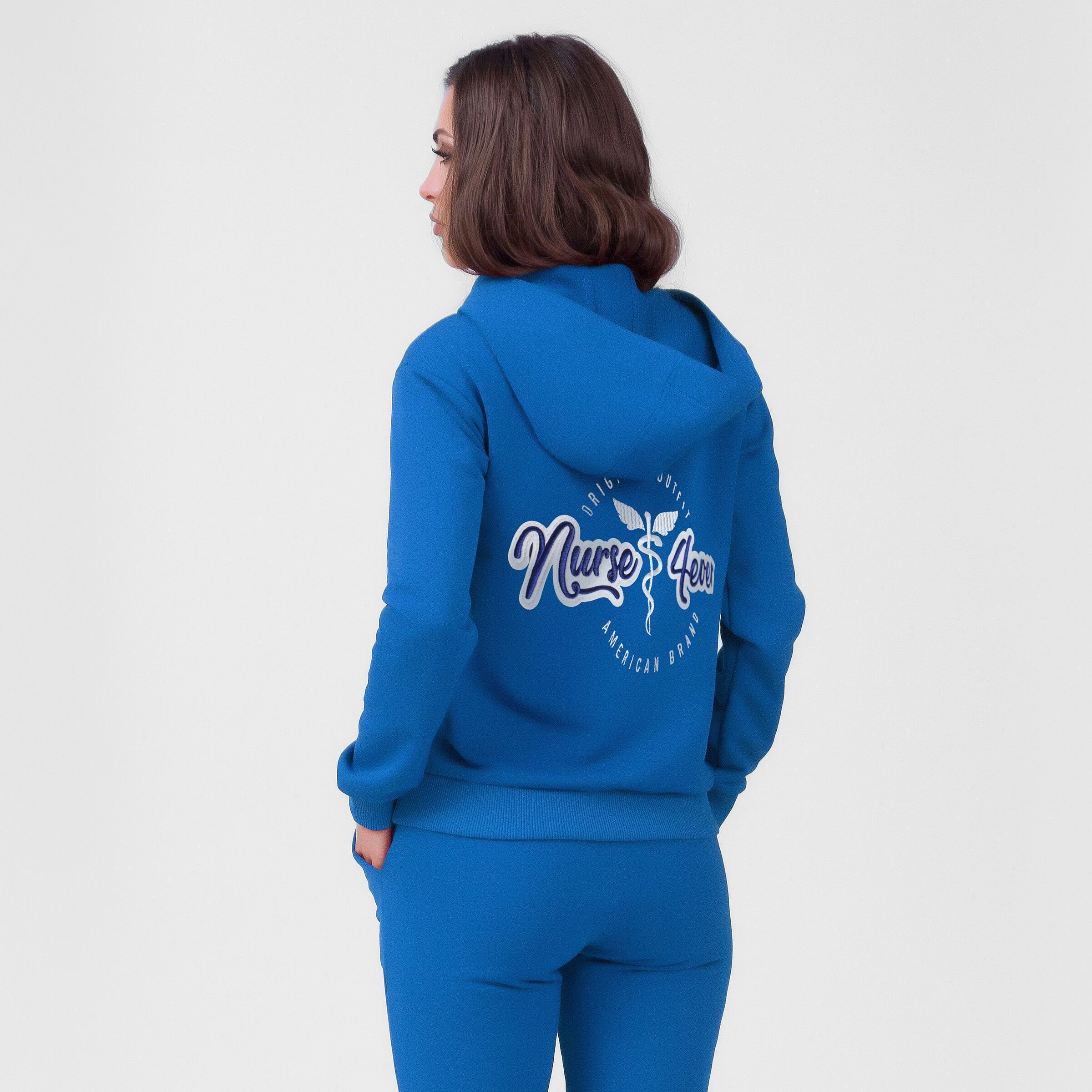 Embroidered Caduceus Back Logo Royal Blue Hoodie 