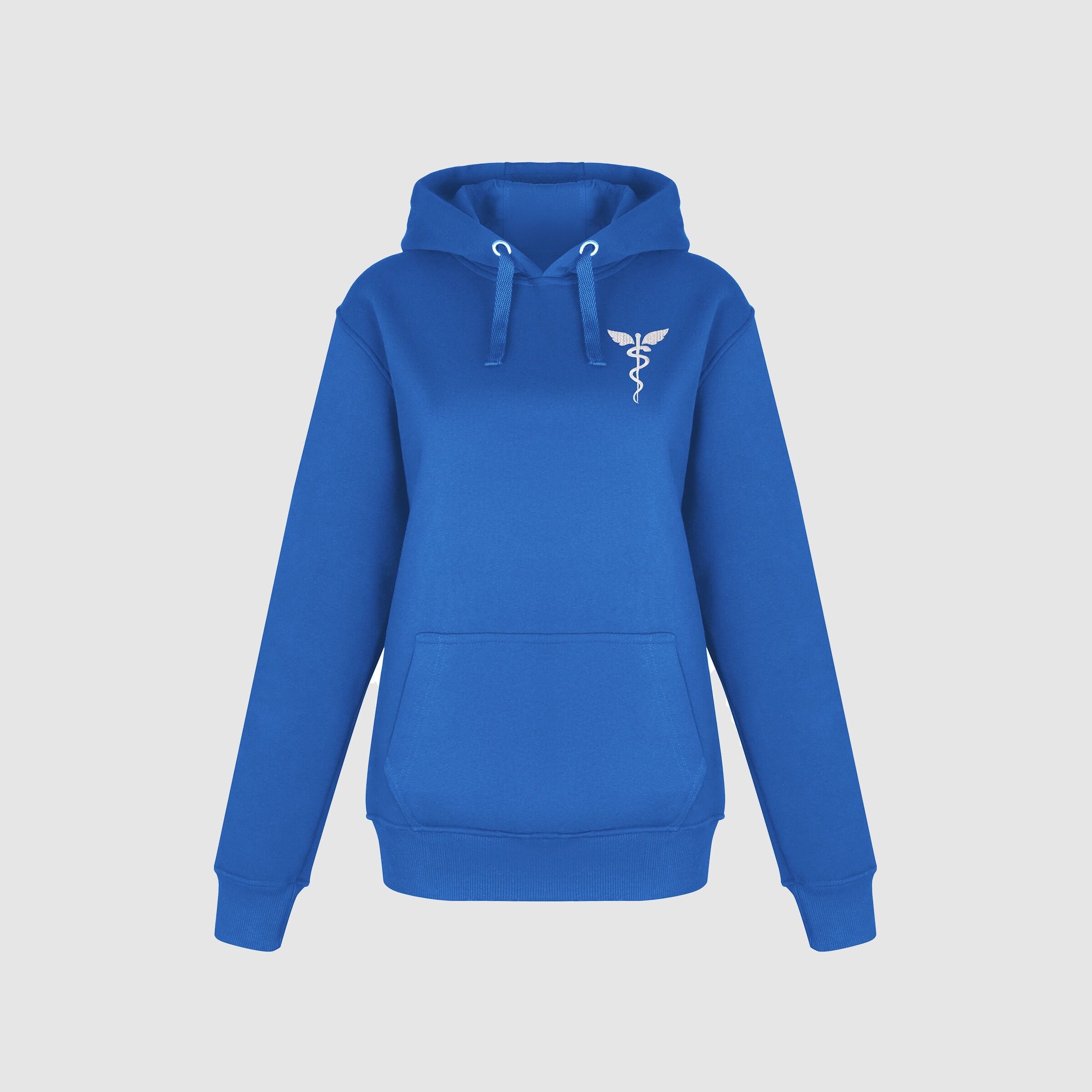 Embroidered Caduceus Back Logo Royal Blue Hoodie 